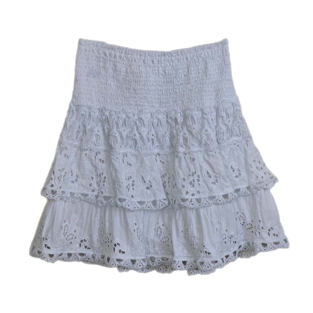 Temptation Positano Italy Aurora Tiered Eyelet Lace Mini Skirt Size M